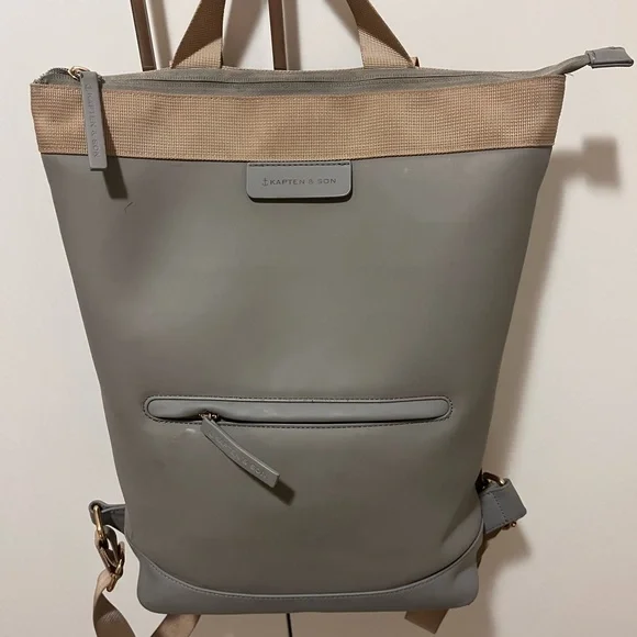 Scandinavian leather Gray Backpack for Women kapten and son - Picture 5 of 7